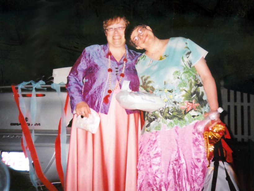 Kristine and Trina, celebrating their marriage.