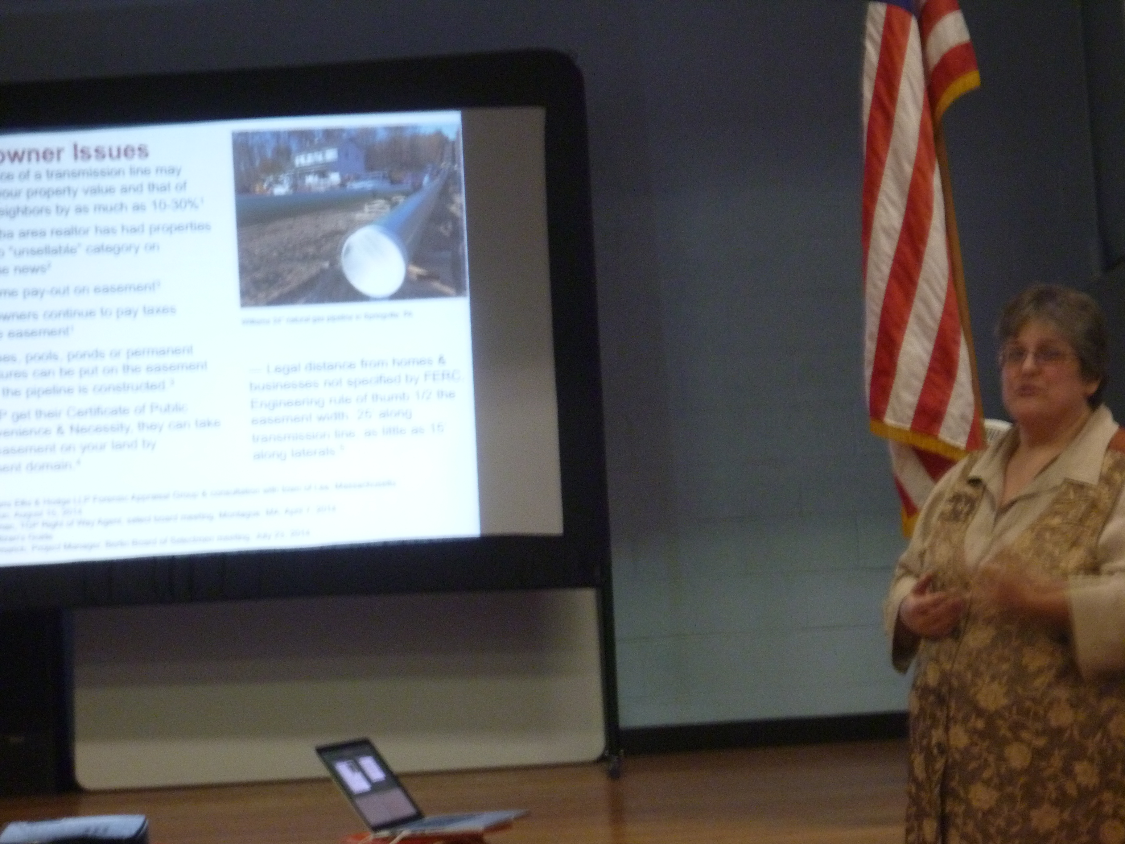 Rosemary Wessell of No Fracked Gas in Mass addressing selectmen in the town of Washington. Photo: Dana Drugmand