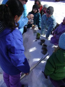 A winter science experiment at the Flying Cloud Institute during February school break.