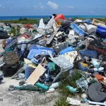 Ocean-borne plastic trash on Midway Island in the South Pacific Ocean.