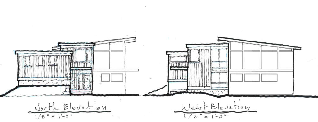 Second try – Scheme B -- North and West Elevations.