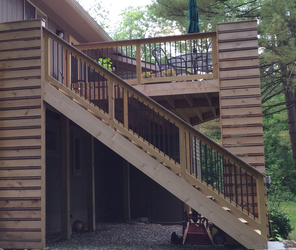 After renovation, the new stairway in back