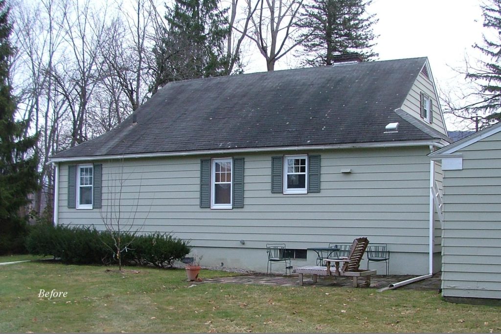 Before renovation, the rear of the house.