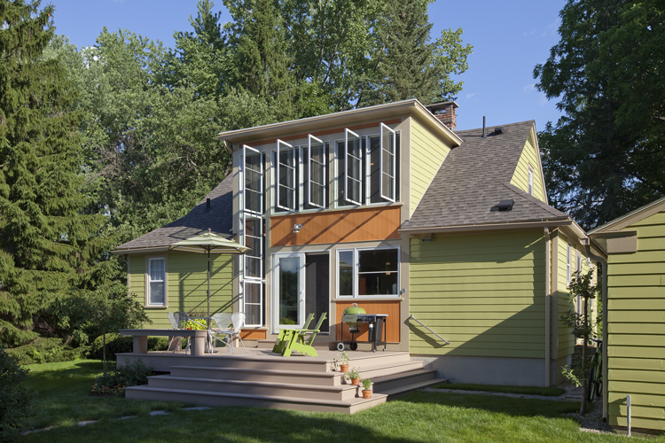 The rear of the house in full daylight.