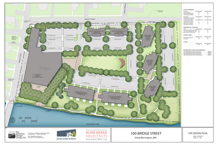An illustration of the $40 million 100 Bridge Street complex that will include an expanded Berkshire Co-op Market (at left).