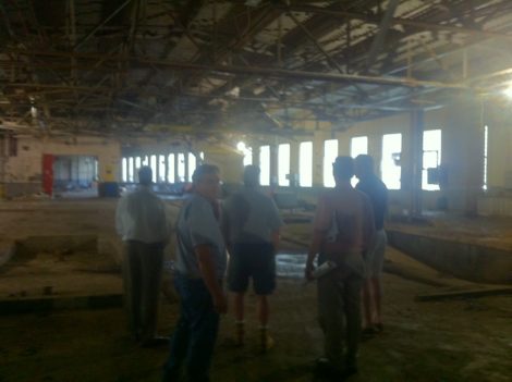 A tour was conducted inside the crumbling mill annex the developer, Jeffrey Cohen, wants to tear down.