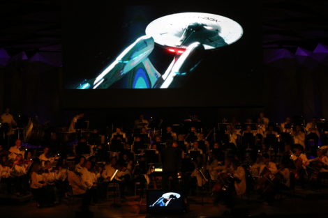The theme from 'Star Trek: Into Darkness,' by was a big crowd pleaser.