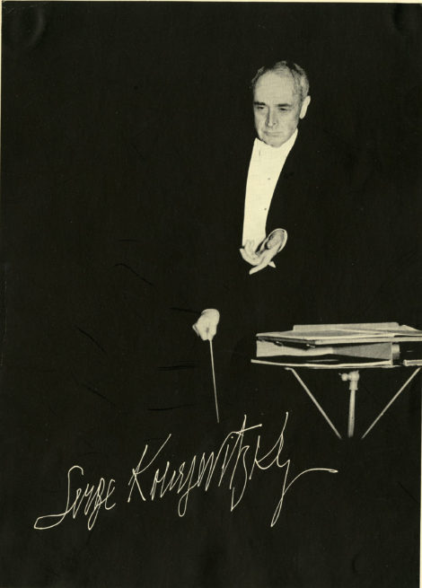 Autographed print of Serge Koussevitzky conducting. Photo: Courtesy of Boston Symphony Orchestra