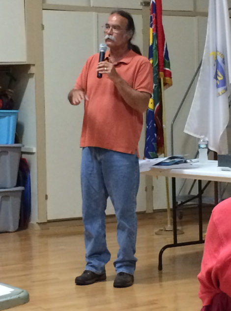 Larry Gould, chairman of the Otis Energy Committee, answers questions during the information session.