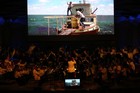Though John Williams was not present in person, his music certainly was, Here, a scene from 'Jaws.'