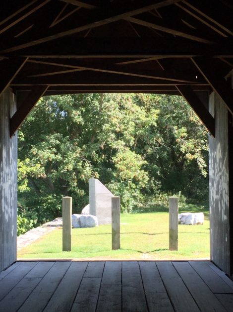 The monument as seen from the Old Covered Bridge. Photo: Heather Bellow