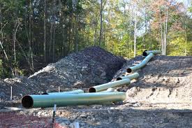 A natural gas pipeline being installed in Pennsylvania forestland.