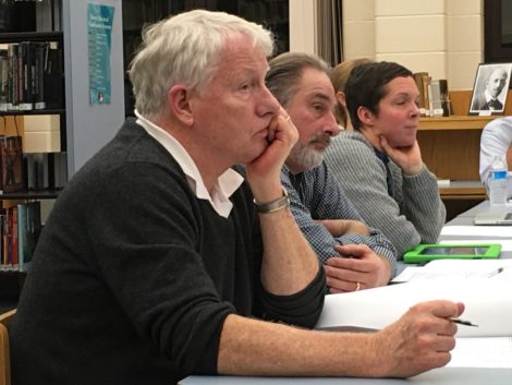 From left, School Committee members Charlie Flynn, Arthur Batacchi, and Francoise Lartigue. Photo: Heather Bellow