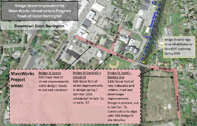 Mass Works plans and schedule for upgrades to Bridge and School streets and Bentley Avenue.