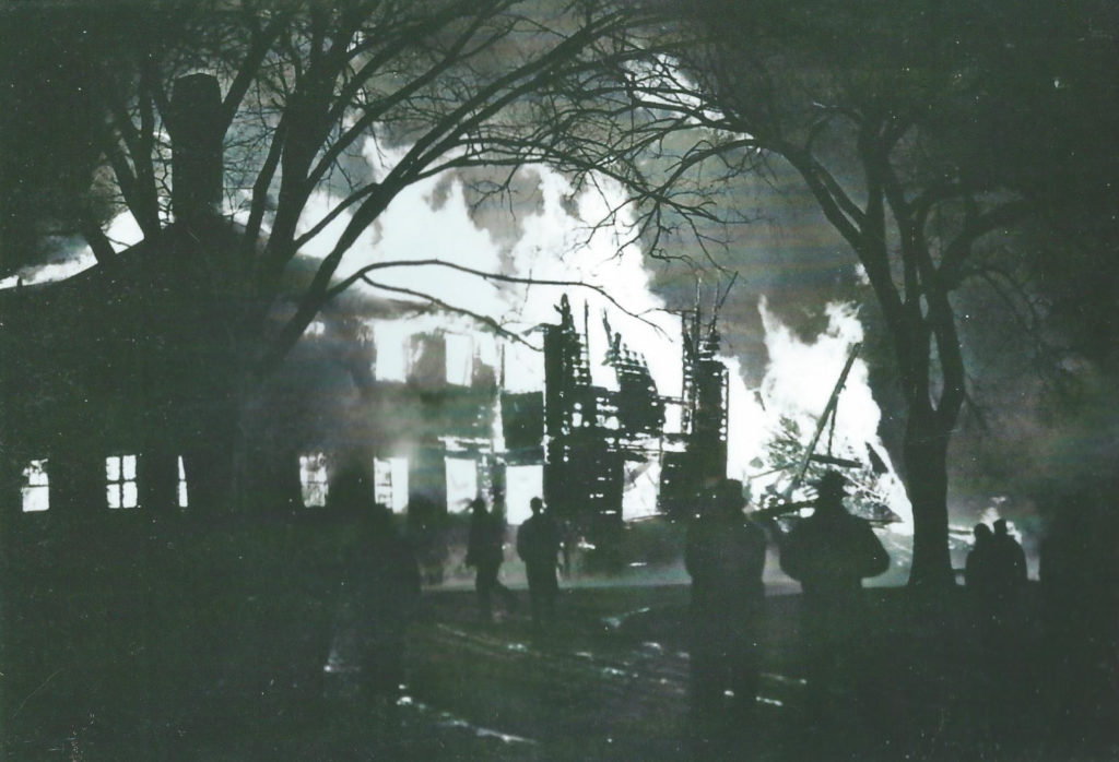 Clover Croft burning to the ground in 1954.