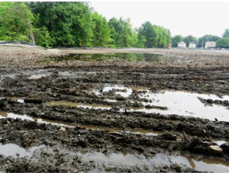 Record rainfall in the summer of 2014 flooded the Log Homes property, inhibiting the neutralization of dioxin contamination.