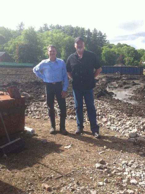 CDC Executive Director Tim Geller, left, with Chris Young of BioTech Solutions, as the bioremediation was commencing in 2014.
