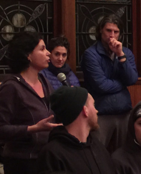 Maia Conty of Great Barrington, speaking at the Stop the Dumps meeting.
