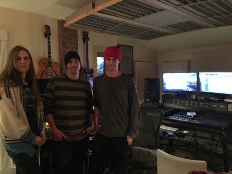 Autumn Doyle of Dalton-based Forever Autumn, SubStation owner Robby Baier, and Jackson Whalan, in the basement music studio. Photo: Heather Bellow