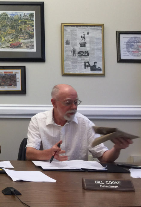Great Barrington Selectboard member Bill Cooke brought a Big Y bag to the board's meeting. Photo: Heather Bellow