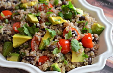 Quinoa salad with cilantro, lime, tomatoes.