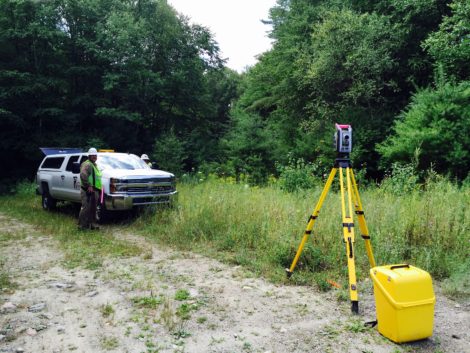 In preparation for the construction of the 'Connecticut extension' pipeline, survey crews have been charting the pipeline's route. Photo: Heather Bellow