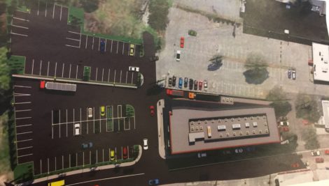 An aerial view of the proposed building by Benchmark Development and Gruskin Group Architecture & Design.