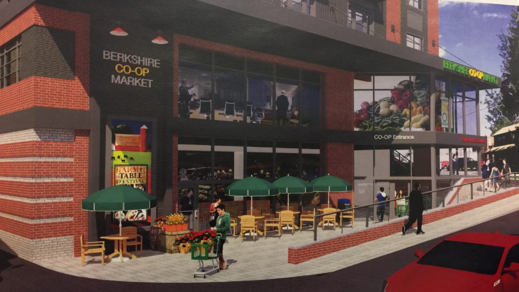 The new Co-op’s main entrance will send customers past the cafe’s outdoor seating.
