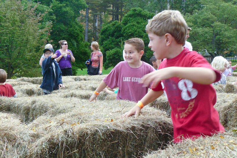 Children enjoy the hay maze at the 2015 Berkshire Botanical Garden Harvest Festival.