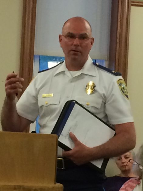 Then Stockbridge Police Chief Robert Eaton, addressing the Board of Selectmen.