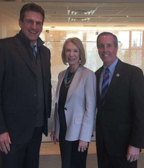 Massachusetts Secretary of Housing and Economic Development Jay Ash, left, met with Iredale Mineral Cosmetics founder and president Jane Iredale and Rep. William "Smitty" Pignatelli, D-Lenox, at Iredale's world headquarters in Great Barrington. Photo: Heather Bellow