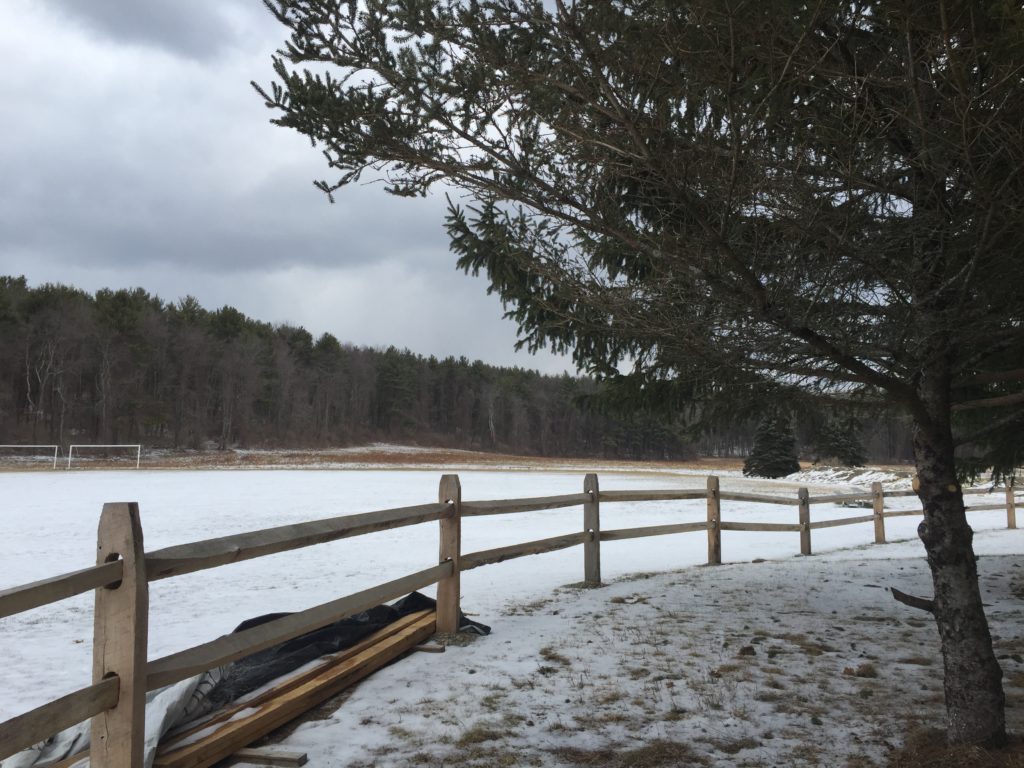 About 400 feet away from the early childhood playground would be a large, ground-mounted solar array that would generate energy for three municipalities in central Massachusetts. Photo: Heather Bellow
