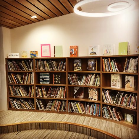 Bookscases in the new library.