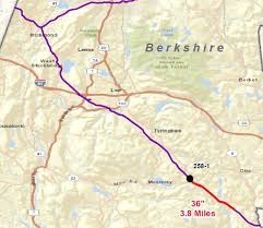 The route of the Connecticut extension through Otis State Forest.