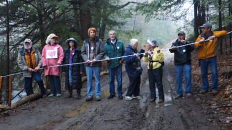 The first nine protesters to be arrested for blocking the road to Otis State Forest.