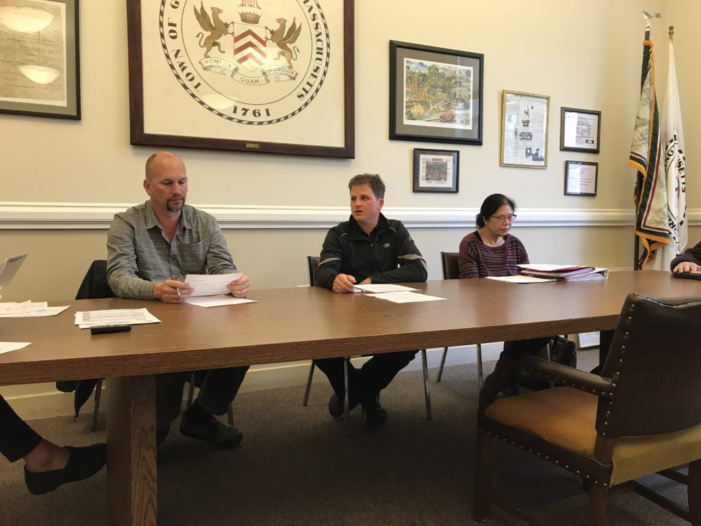 Great Barrington Board of Health members deliberate on the merits of signing the Sierra Club letter. From left, Peter Stanton, Michael Lanoue and Dr. Ruby Chang. Photo: Terry Cowgill