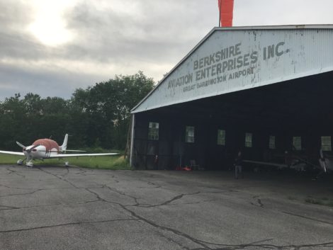 The existing airport hangar adjacent to the airport office, just off Route 23. Photo: Victor Feldman