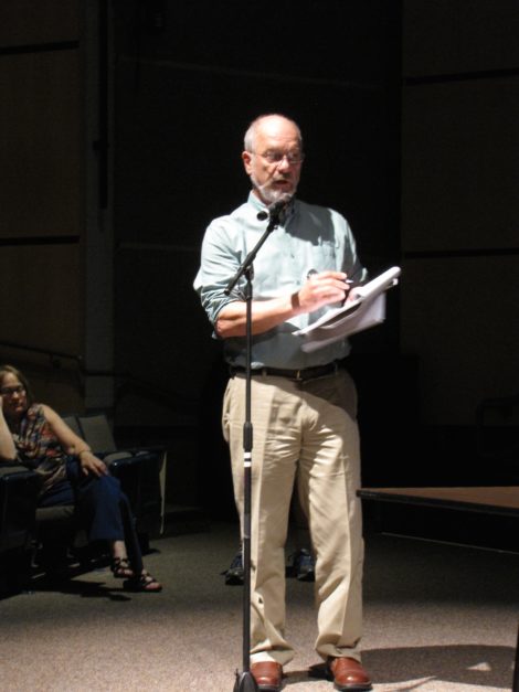 Biologist Peter deFur testifying at a Region I EPA hearing in Lenox. Photo: David Scribner
