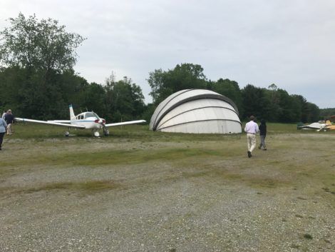 The so-called 'clamshell' hangar that will be removed to make way for the new hangars. Photo: Victor Feldman