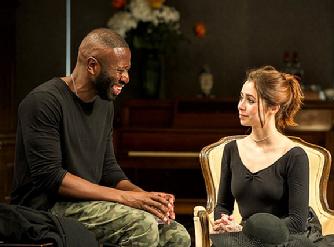 Sheaun McKinney as Vershinin and Cristin Milioti. Photo: Daniel Rader