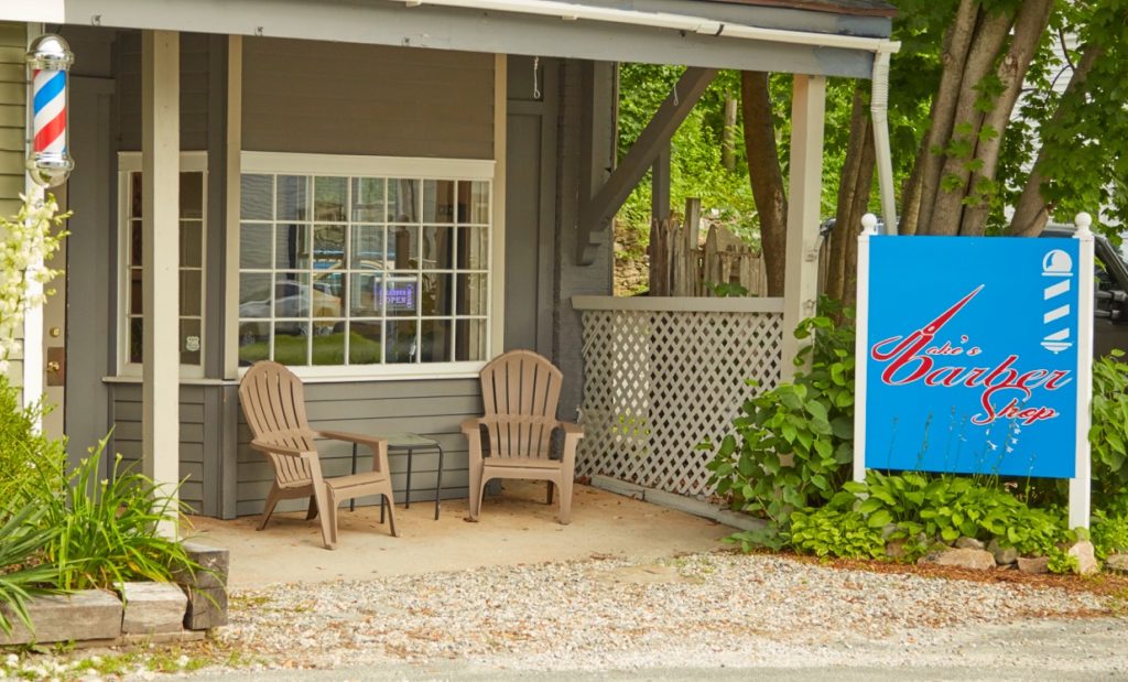 The entrance to Jake's Barber Shop on Railroad Street in Great Barrington. Photo: Martin Albert