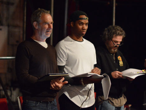 Nigel Gore, Deaon Griffin-Pressley,and Jason Asprey in rehearsal for 'Cymbeline.' Photo by: Olivia Winslow