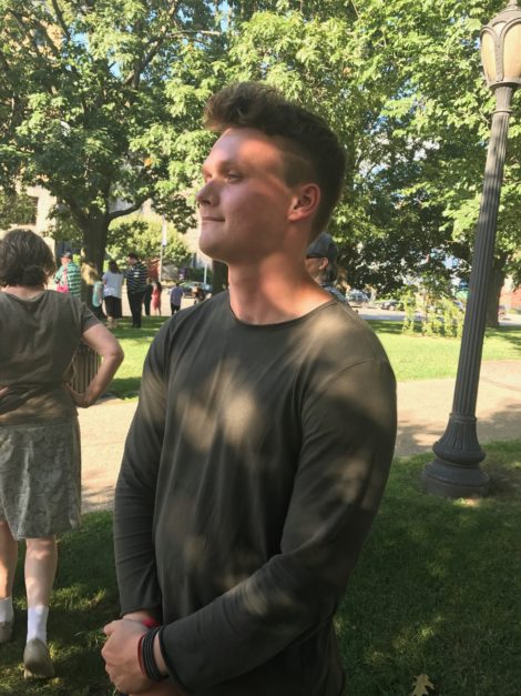 Monument Mountrain Regional High School graduate Julien McKee at the rally. Photo: Victor Feldman