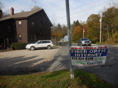 A sign from Fiber Connect beckons residents of Egremont, one of the next towns to get fiber-optic broadband. Photo: Terry Cowgill