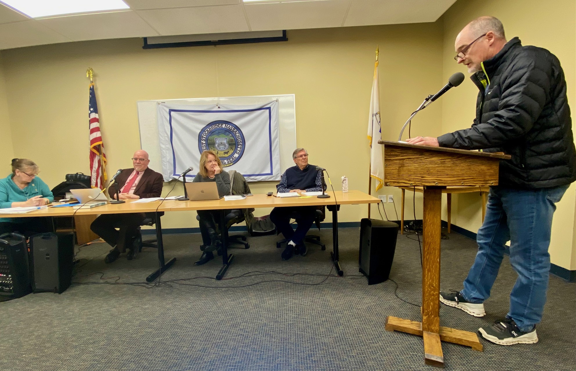 West Stockbridge resident Curt Wilton urges the Select Board to retain